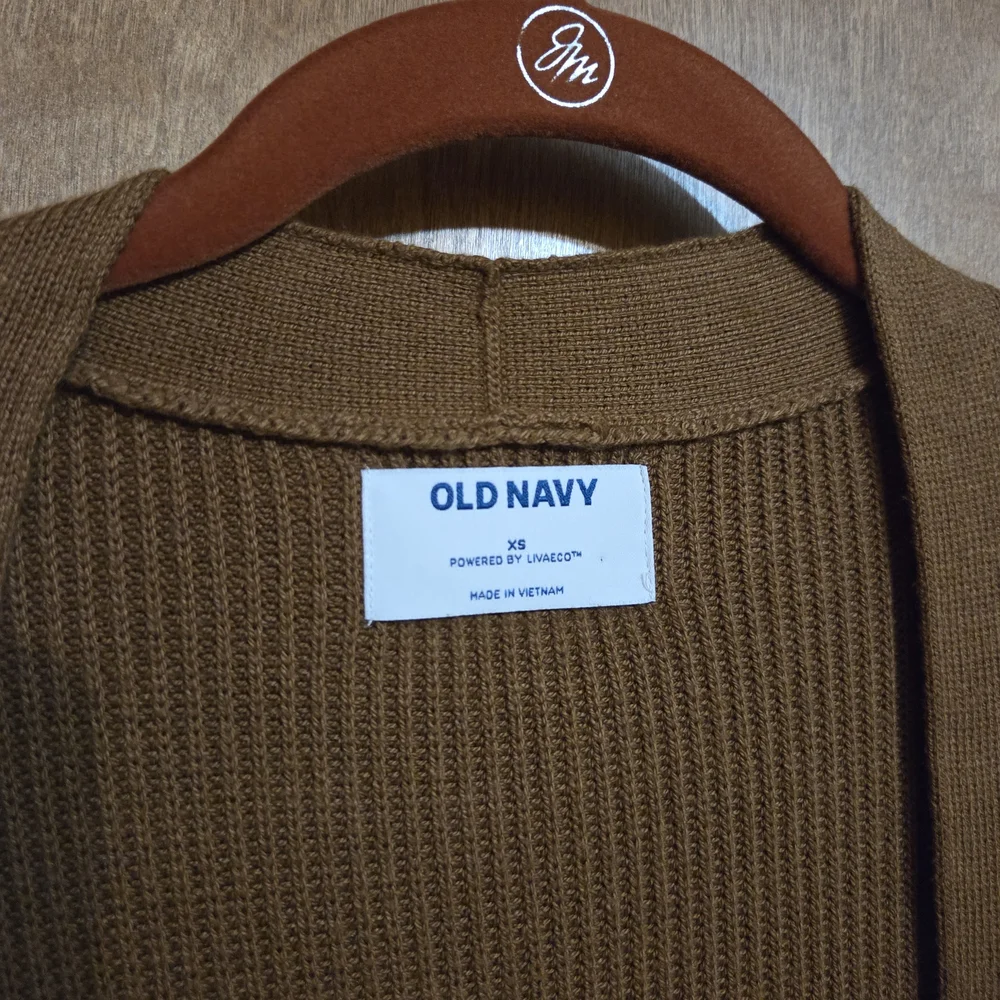 Brown Ribbed Open Front Sweater - Picture 4 of 4